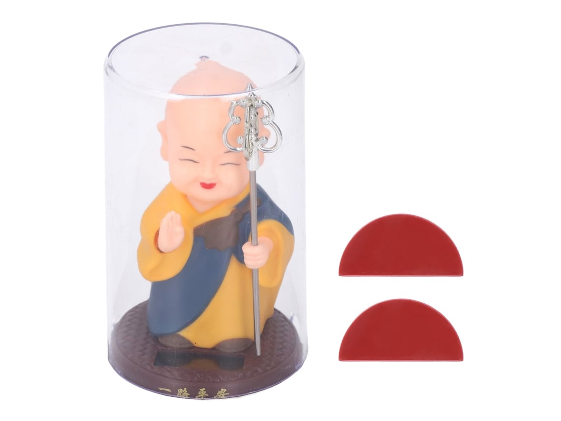 Baok - Adorno pequeño de monje sensible a la luz con figura en miniatura que saluda y mueve las manos para coches - Azul