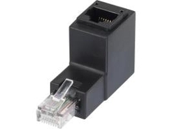 Adaptador de red RJ45 Cat 5e 90° en ángulo hacia arriba 1x conector RJ45 1x conector RJ45 0,00 m negro Renkfo Renkforce