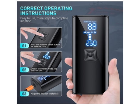 Compresor de aire portátil para inflar neumáticos, bomba de aire portátil de 150 PSI para neumáticos de automóvil con batería de 25000 mAh, aire de...