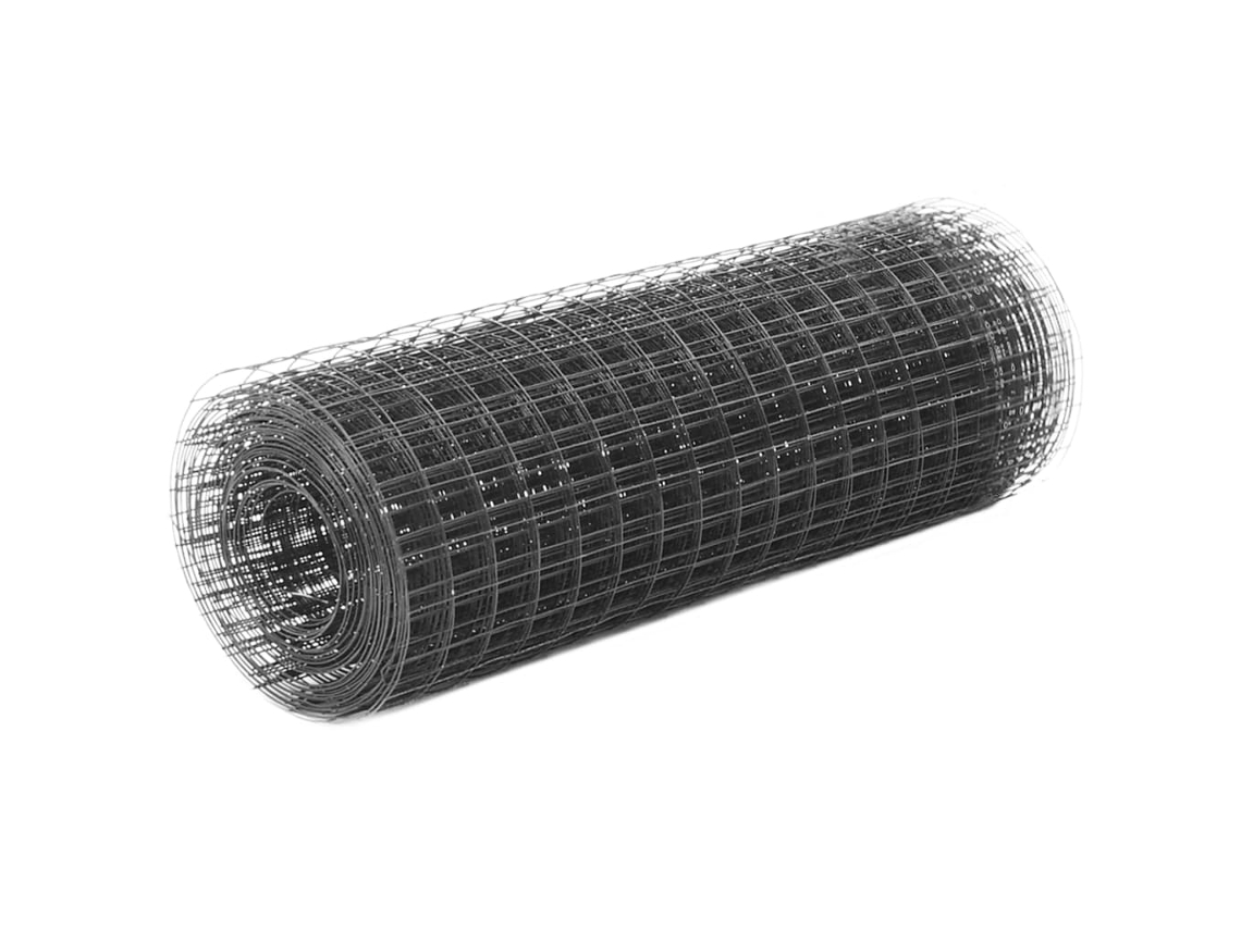 Cerca de alambre para gallineros de 25 x 0,5 m de acero con revestimiento de PVC gris Lovely Home