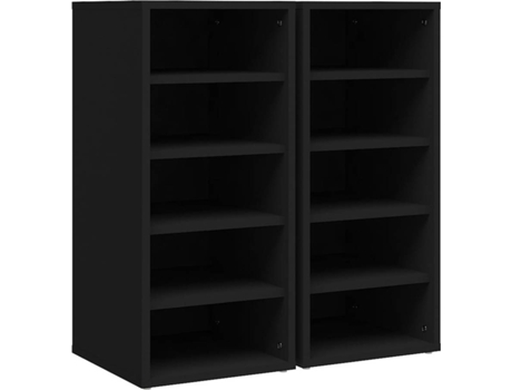 vidaXL Muebles zapateros 2 uds aglomerado negro 31,5x35x70 cm