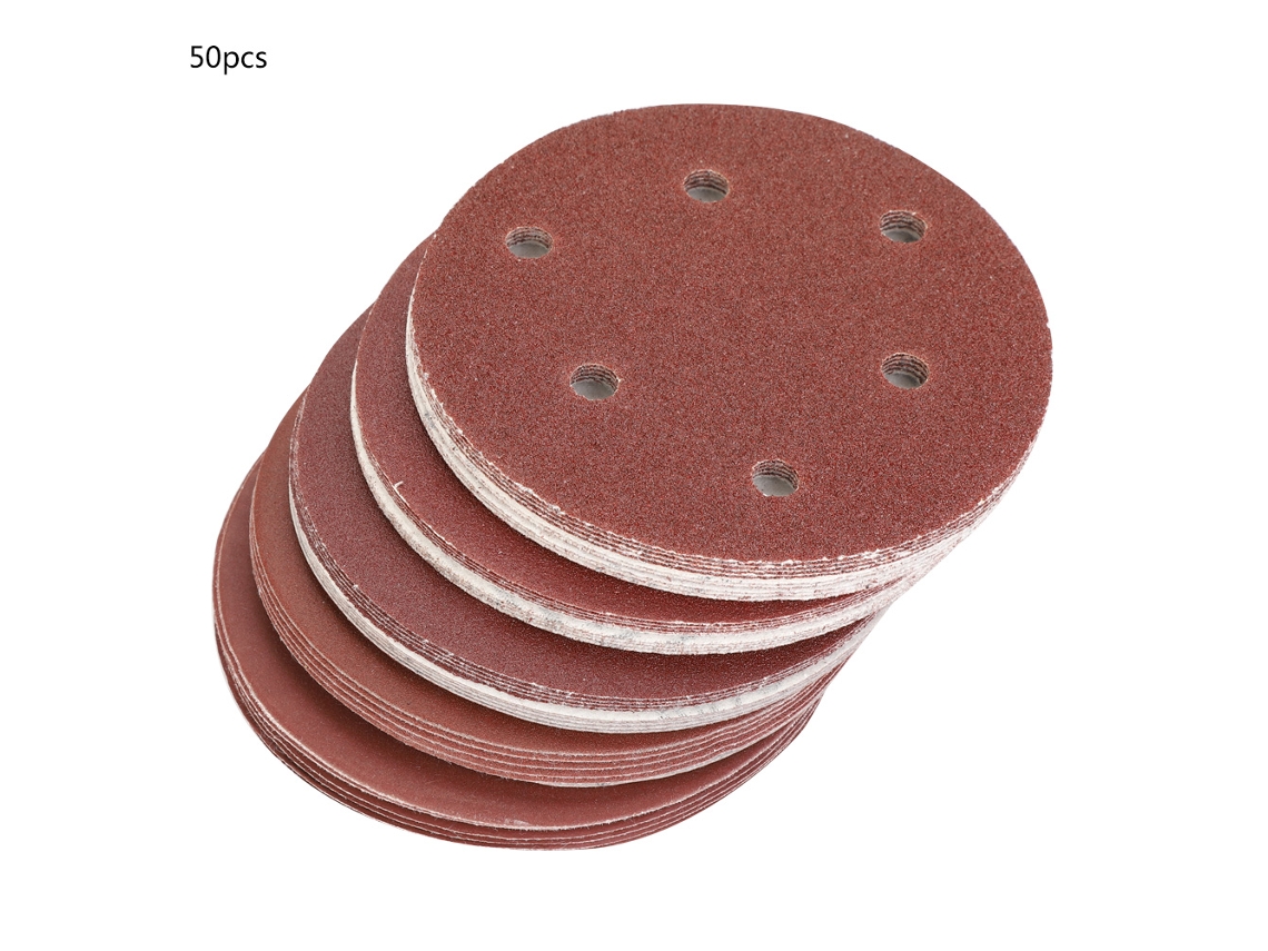 50 Discos De Lijado Redondos De 125 Mm Con Grano 40-800 Para Muebles, Metalurgia Y Automoción.