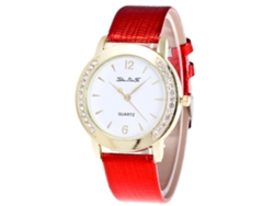 Reloj Analógico De Cuarzo Zhoulianfa Para Mujer Con Diamantes De Imitación Y Esfera Redonda Roja.