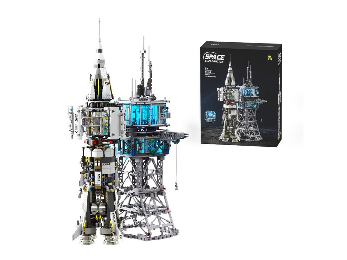 Juguete de construcción de base espacial con luces y bloques cognitivos MDUG (t4014)