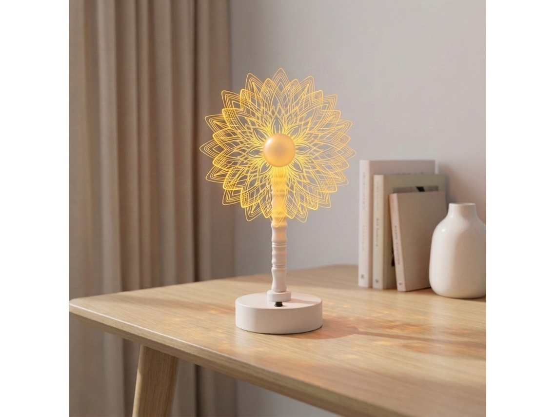 Lámpara De Mesa Y Luz Nocturna Con Forma De Flor, De Acrílico. Estilo E Czhhmart