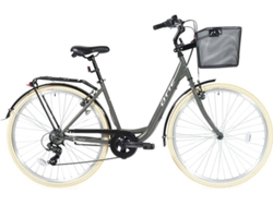 Bicicleta de Ciudad OTTE Nebula con Cesta (Gris y Crema - 28")