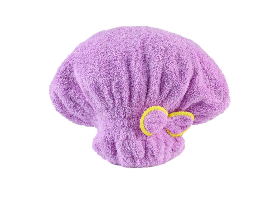 Toalla Kofihety Gorro Secado Cabello Esponjoso Lazo Coral Rápido Púrpura (23x19x4cm)