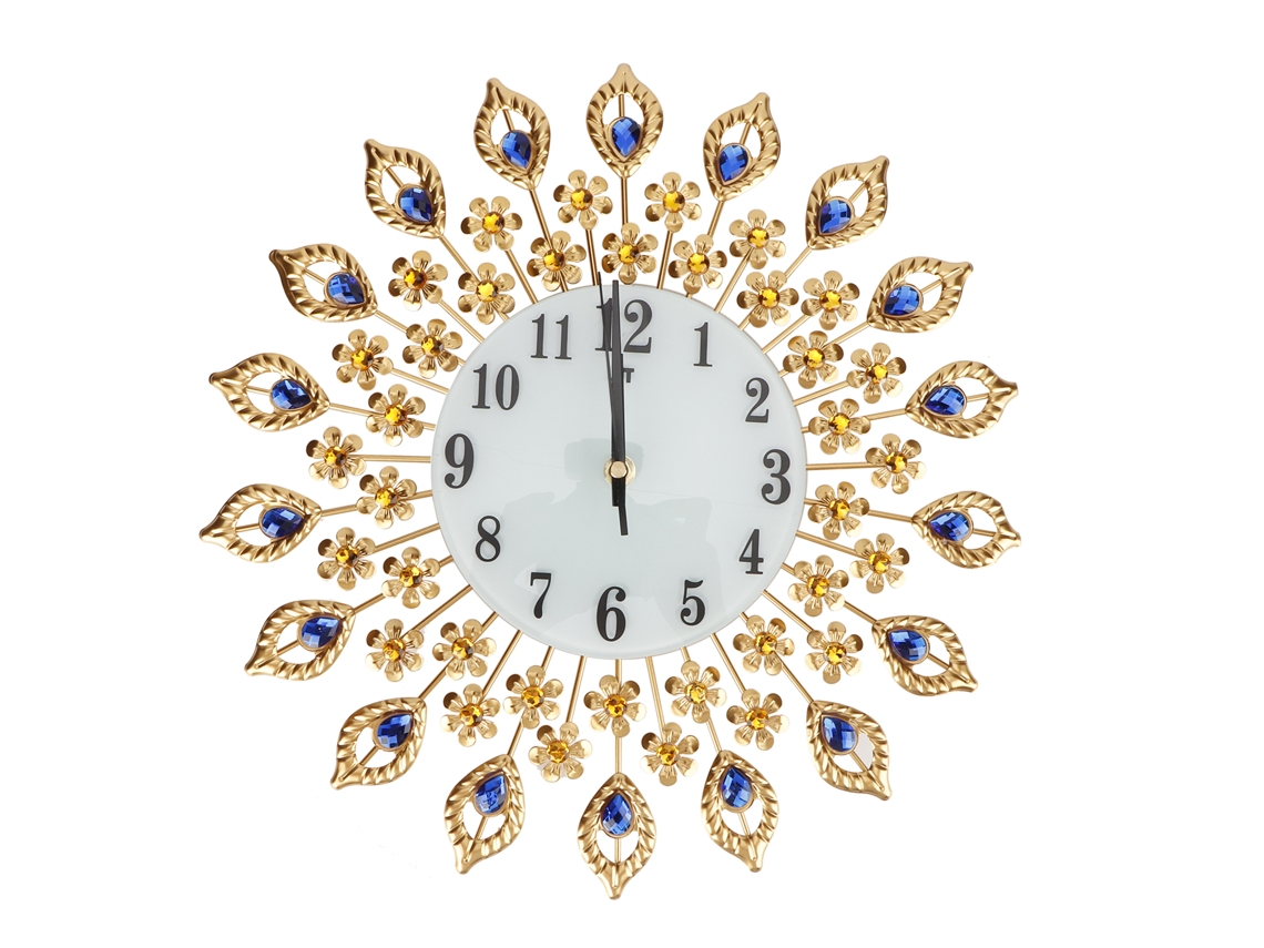 Baok: reloj de pared de estilo europeo con forma de flor y detalles de diamantes.