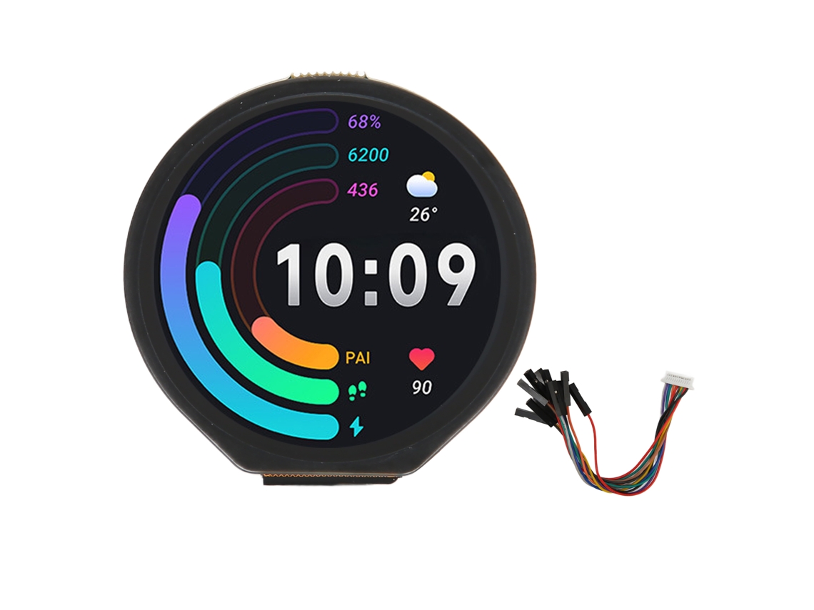 Placa De Desarrollo De Microcontrolador (lcd Táctil Redondo De 1.28 Pulgadas, Microcontrolador Rp2040)