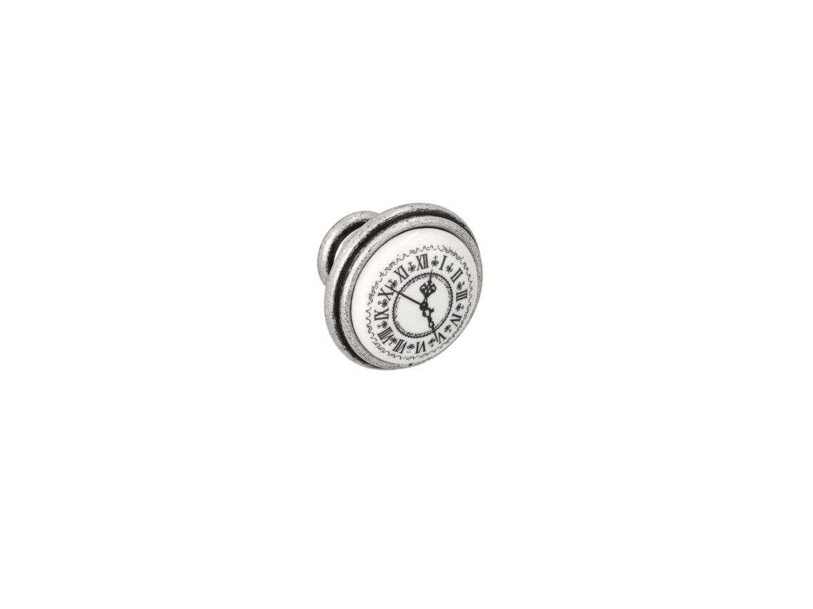 Pomo Para Muebles De Zamac Y Porcelana Diámetro 35mm Color Plata Brillante Lote De 25