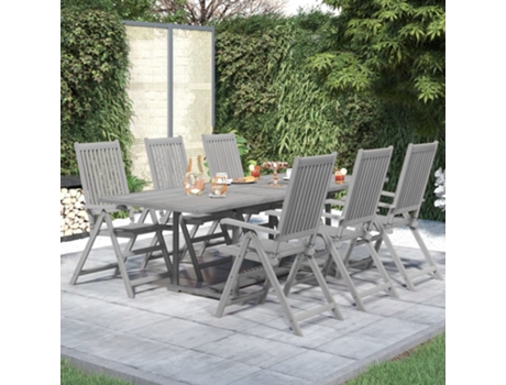 Conjunto 7 de comedor para jardín VIDAXL madera maciza acacia