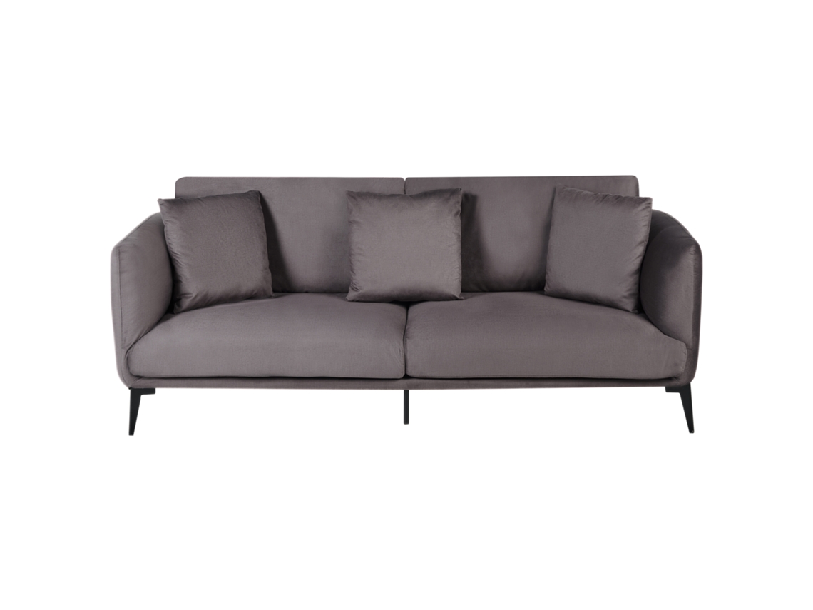 Sofá Beliani Bodum 3 Plazas Terciopelo Crema 193x80x80