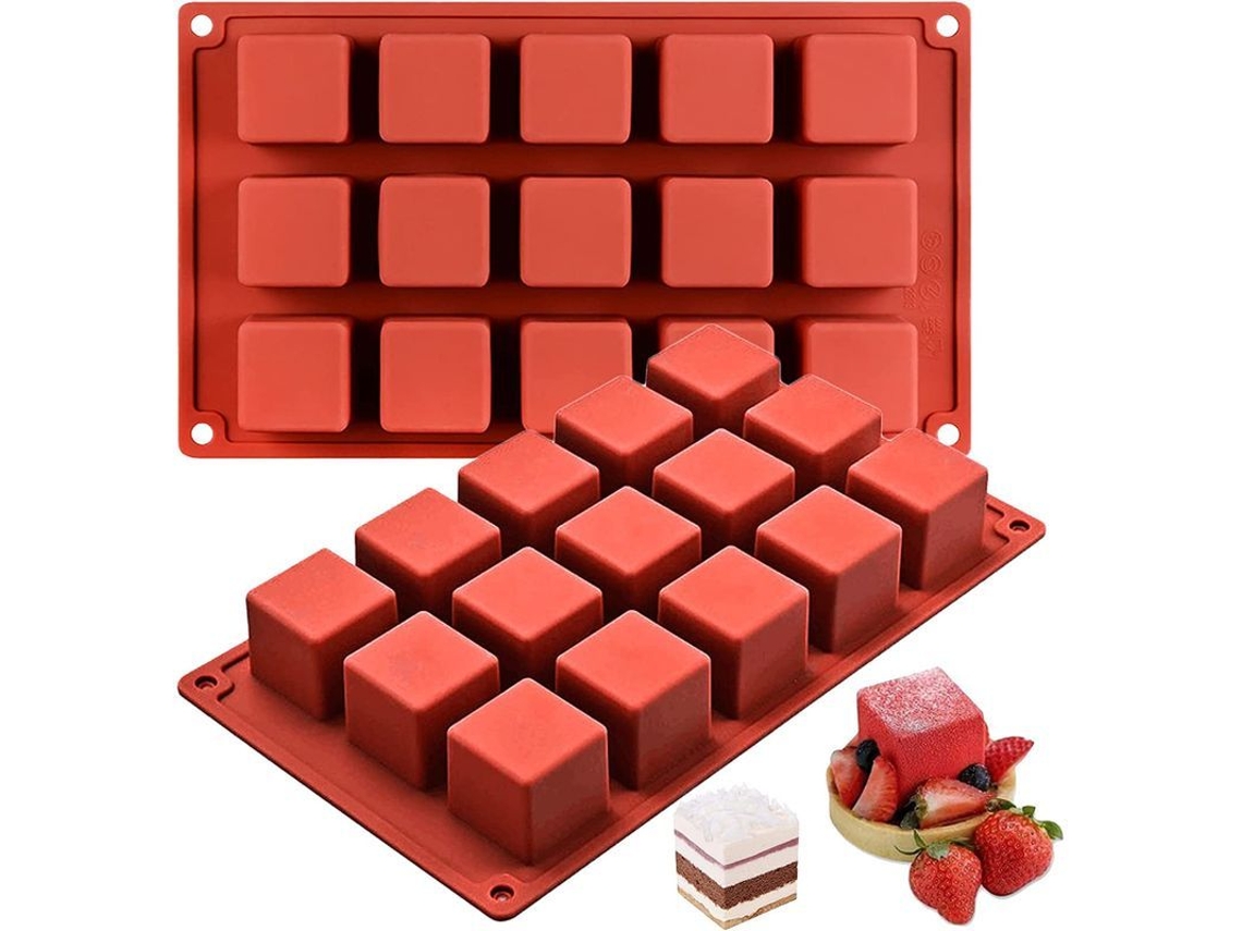 2026altiro-2 Moldes Cuadrados De Silicona Para Mousse De Chocolate, Pasteles Al Horno, Postres, Tarta De Queso, Caramelo Y Gelatina (15 Cavidades).