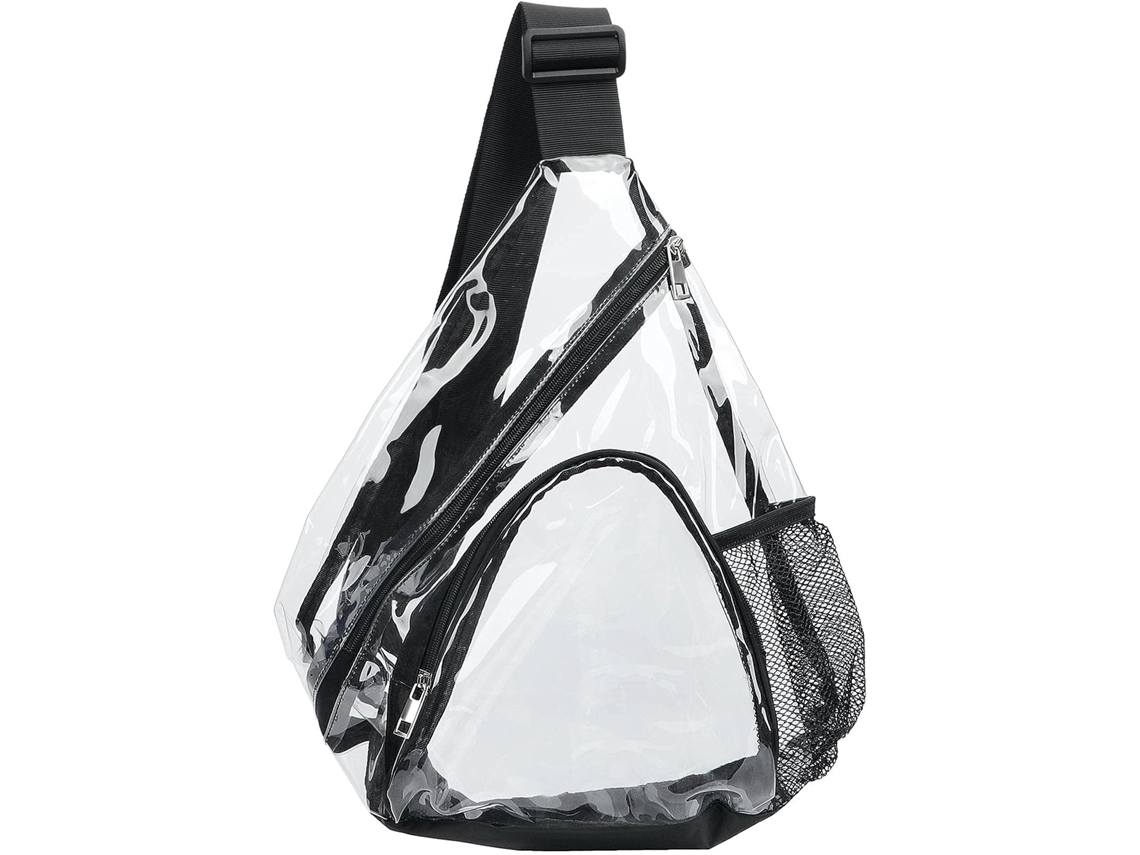 Mochila transparente de PVC con correas ajustables, homologada para su uso en estadios*.