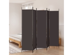 Biombo Divisor De 5 Paneles De Tela Marrón 250x200 Cm