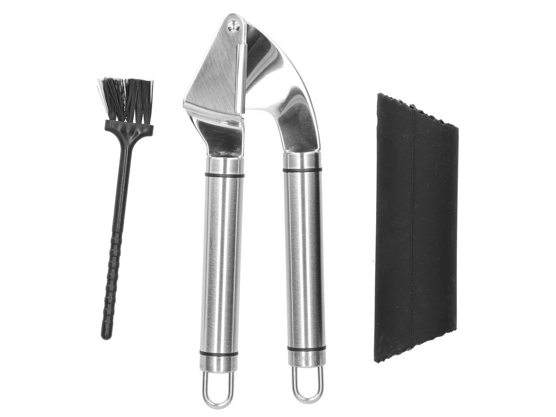 Prensa De Ajos De Acero Inoxidable 304 Con Pelador Y Cepillo, Herramienta De Cocina Duradera.