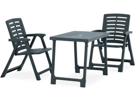 Conjunto 3 Mesa y sillas de bistró plegables VIDAXL plástico verde