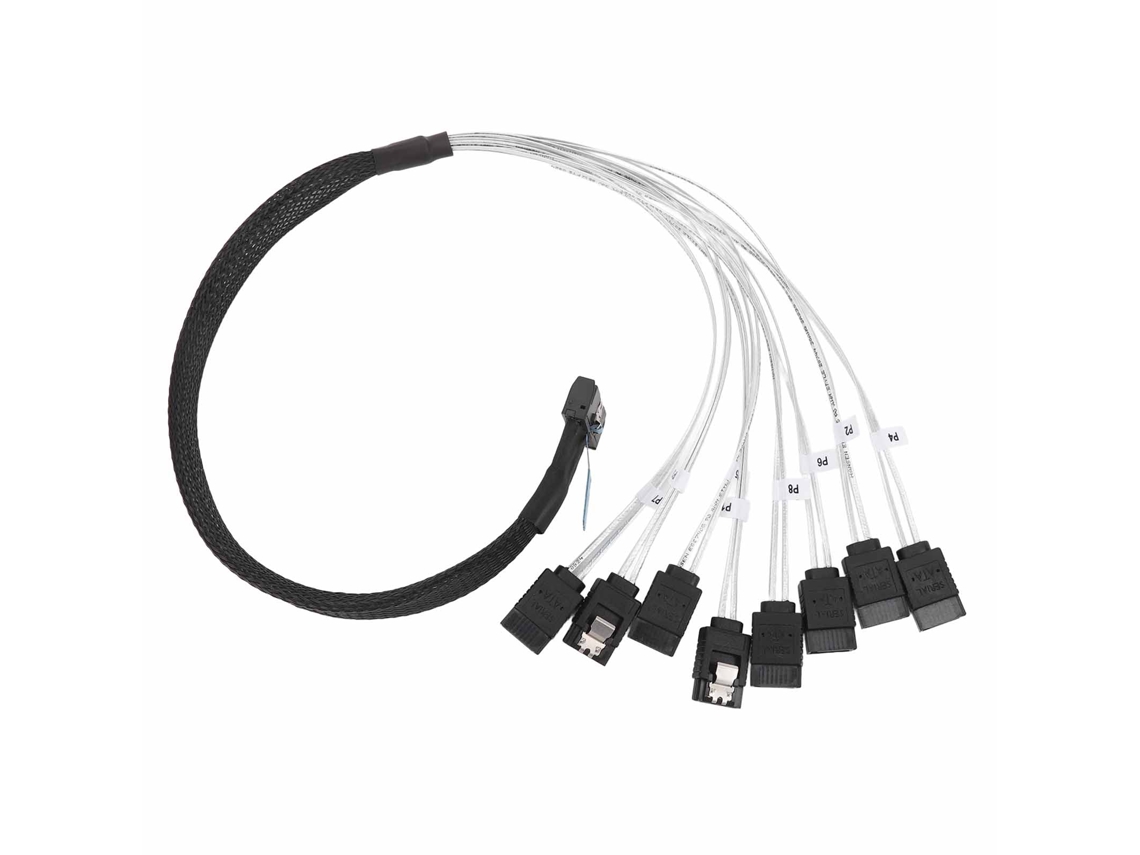 Cable Mcio 8i A 8xsata3.0 50cm Plata Ofc Pcie 5.0 Para Servidor Centro De Datos Transmisión De Datos De Alta Velocidad