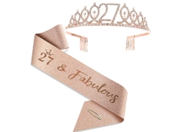 2026-set De Cinturón Y Diadema Para 18º Cumpleaños - Oro Rosa Foil, Elegante Y Magnífico