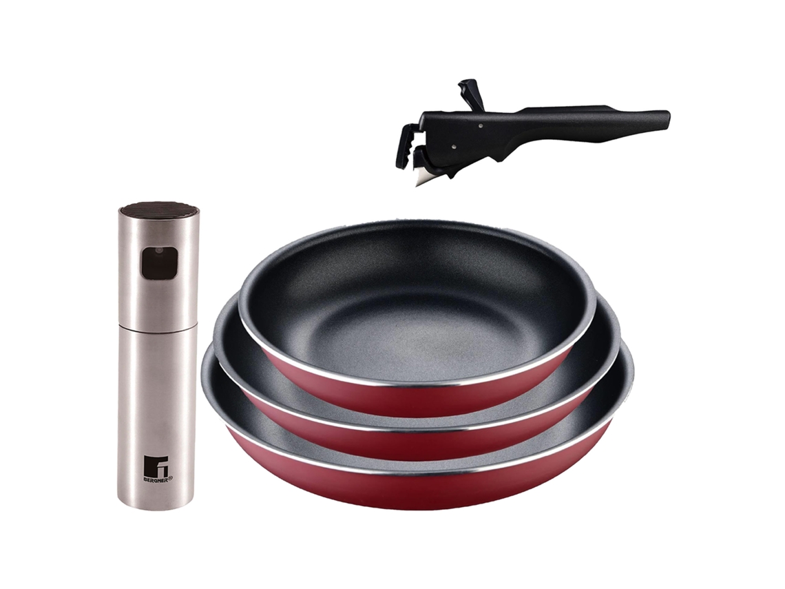 Juego De 3 Sartenes Ø18ø20ø24cm Clickcook Con Mango Extraíble Y Pulverizador