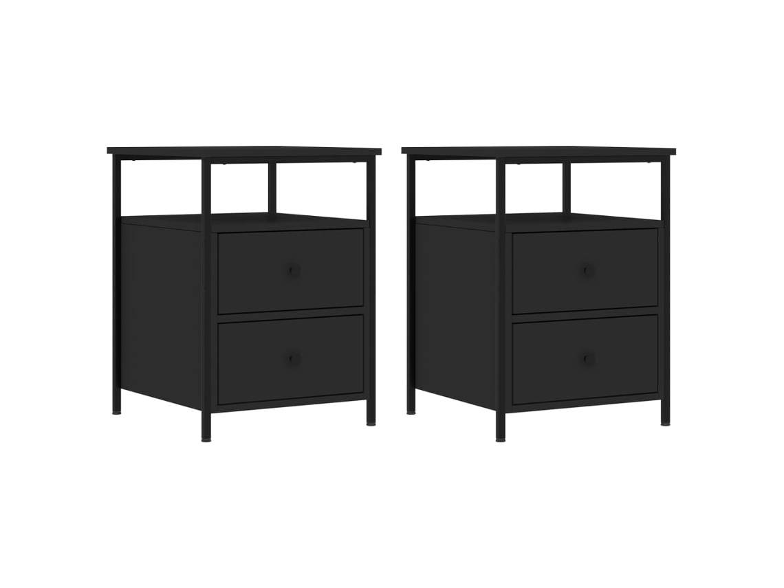 Juego de 2 mesitas de noche de madera negra MAISON EXCLUSIVE (44x45x60 cm)