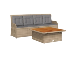 Maison Exclusive - Juego De Sofás De Jardín Con Cojines Beige 3 Pzas Ratán Pe