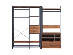 Conjunto de 2 percheros Larem con 4 cajones y 6 compartimentos - Negro/Efecto Nogal [EN.CASA]