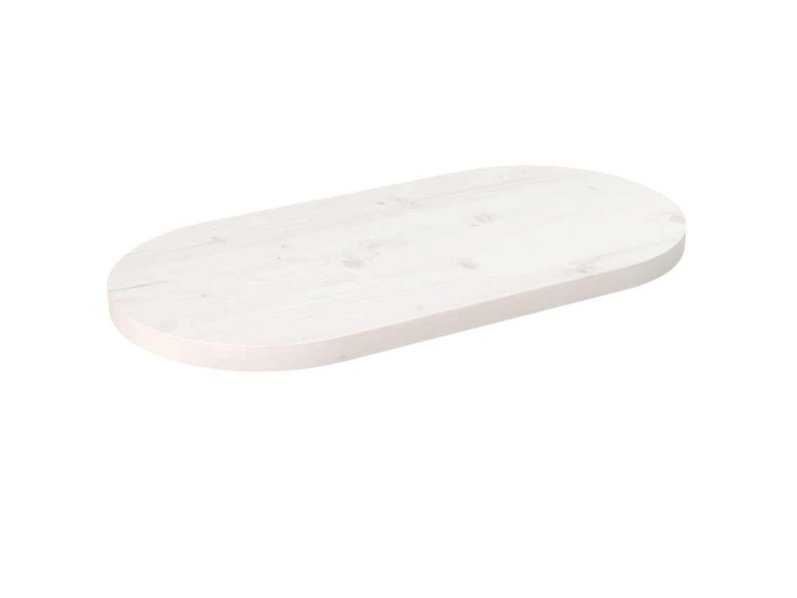 Tablero De Mesa Ovalado Madera Maciza Pino Blanco 70x35x2,5 Cm