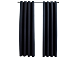 Maison Exclusive - Cortinas Opacas Con Anillas De Metal 2 Piezas Negro 140x175 Cm