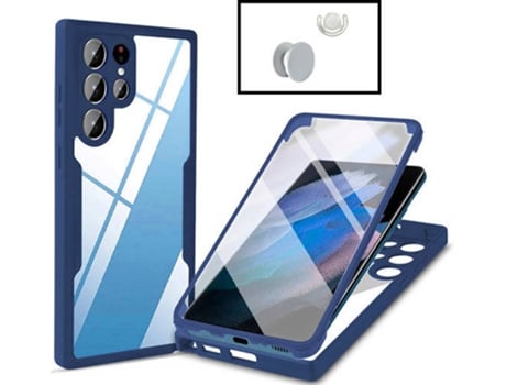 Kit Carcasa + 1 HandHolder + 1 Soporte Samsung Galaxy S22 Ultra 5G G4M Azul Oscuro