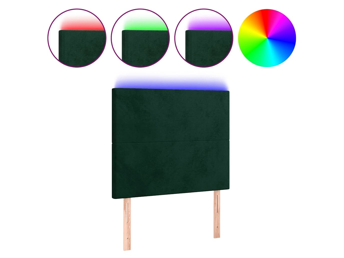 Maison Exclusive - Cabecero Con Luces Led Terciopelo Verde Oscuro 100x5x118/128 Cm