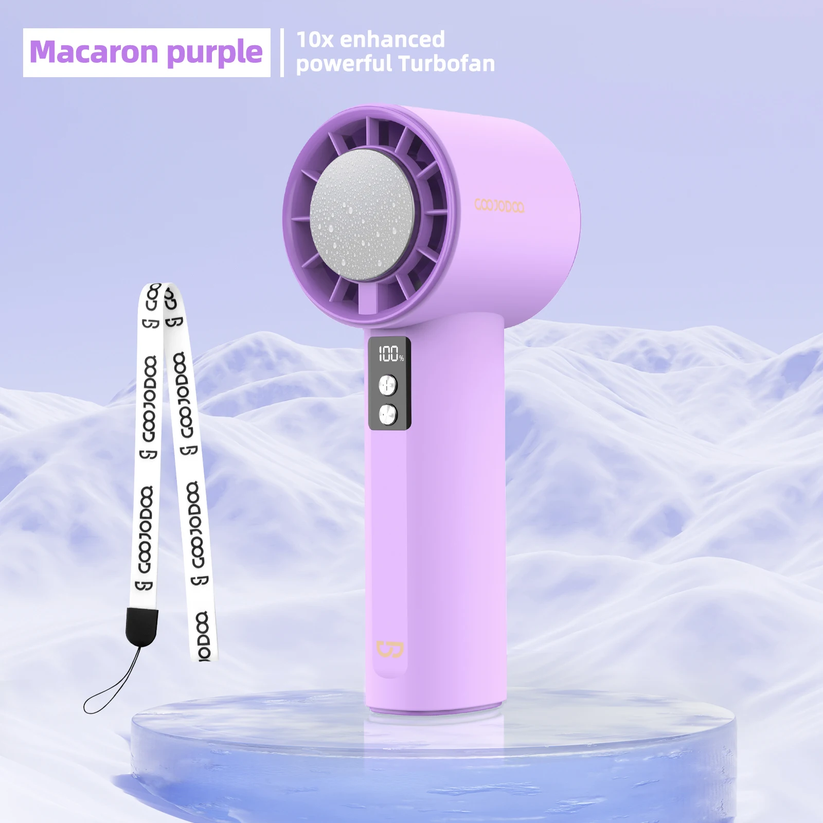 Mini Ventilador Eléctrico (morado) Con Pantalla Digital Y Turbina Ajustable.