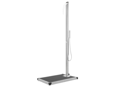 vidaXL Ducha de jardín con base gris 225 cm acero inoxidable