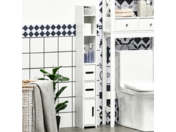 Columna de baño con 3 puertas y 3 estantes abiertos, columna auxiliar, estilo moderno, 15x17x120cm, blanca