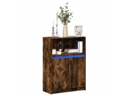 Aparador Con Led Madera Ingeniería Roble Ahumado 72x34x100 Cm
