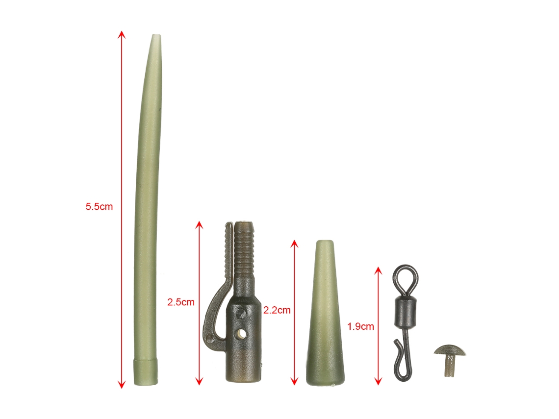 2026rebe-50pcs/10set Clip De Plomo Seguridad Con Pin, Tuberías De Goma, Mangas Anti-enredos Y Giratorios Para Pesca De Carpa