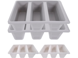 Juego de 4 bandejas organizadoras de zapatos GOKOCO con compartimentos, de polipropileno gris claro.