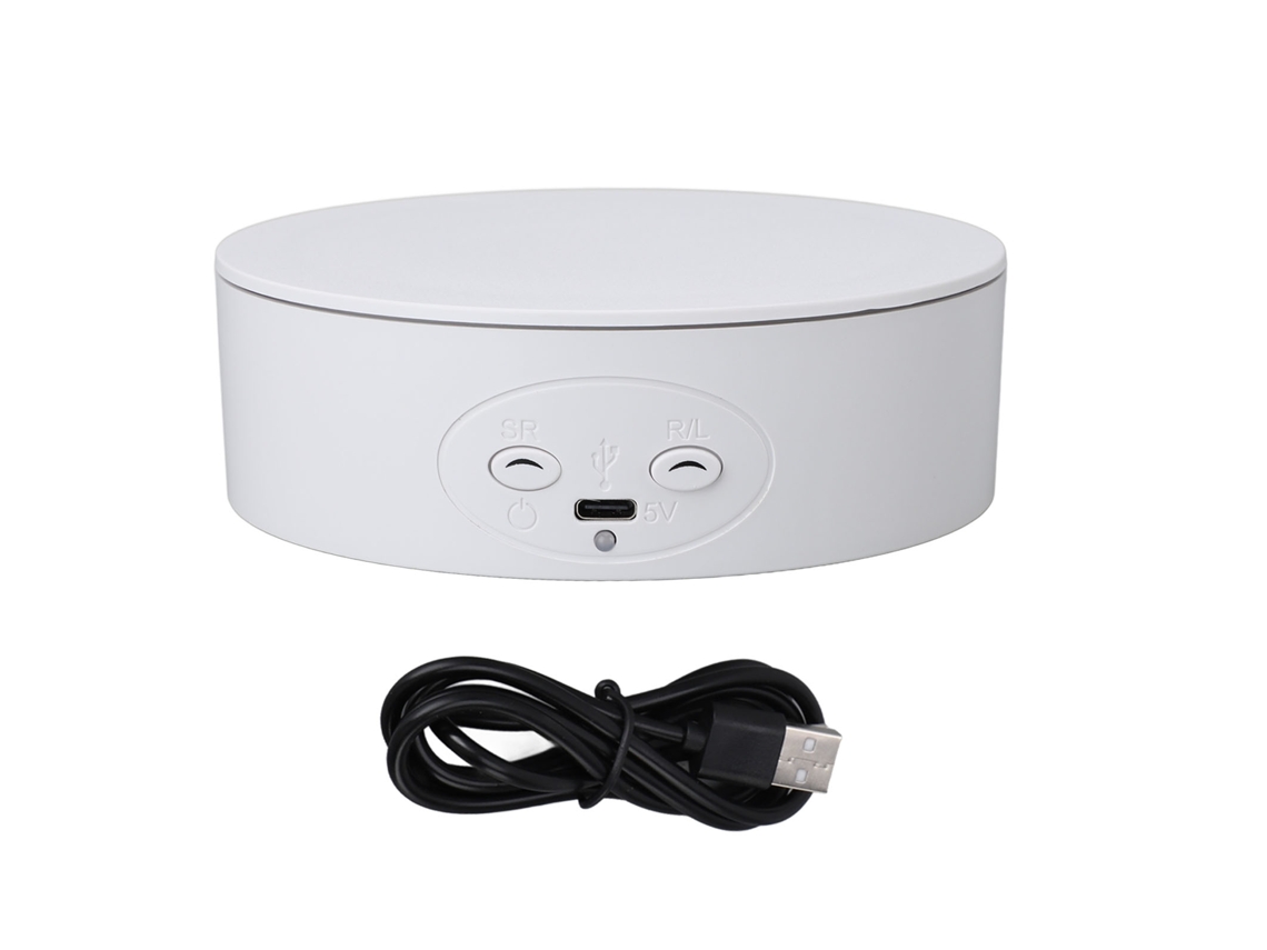 Base De Exhibición Giratoria Eléctrica De 5 Pulgadas Con 360 Grados Para Joyería Y Fotografía De Productos Blanco