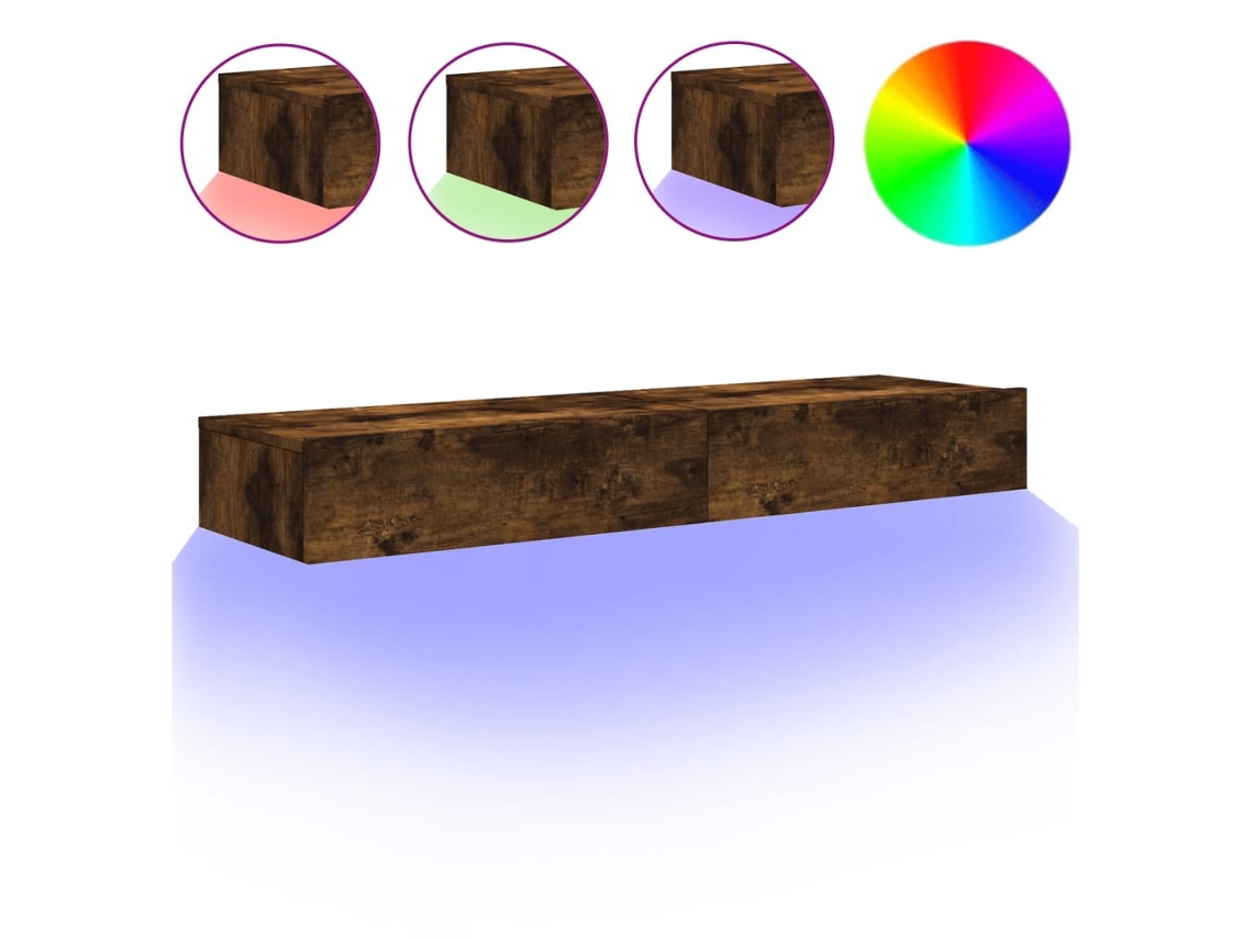 Maison Exclusive - Muebles De Tv Con Luces Led 2 Uds Roble Ahumado 60x35x15,5 Cm