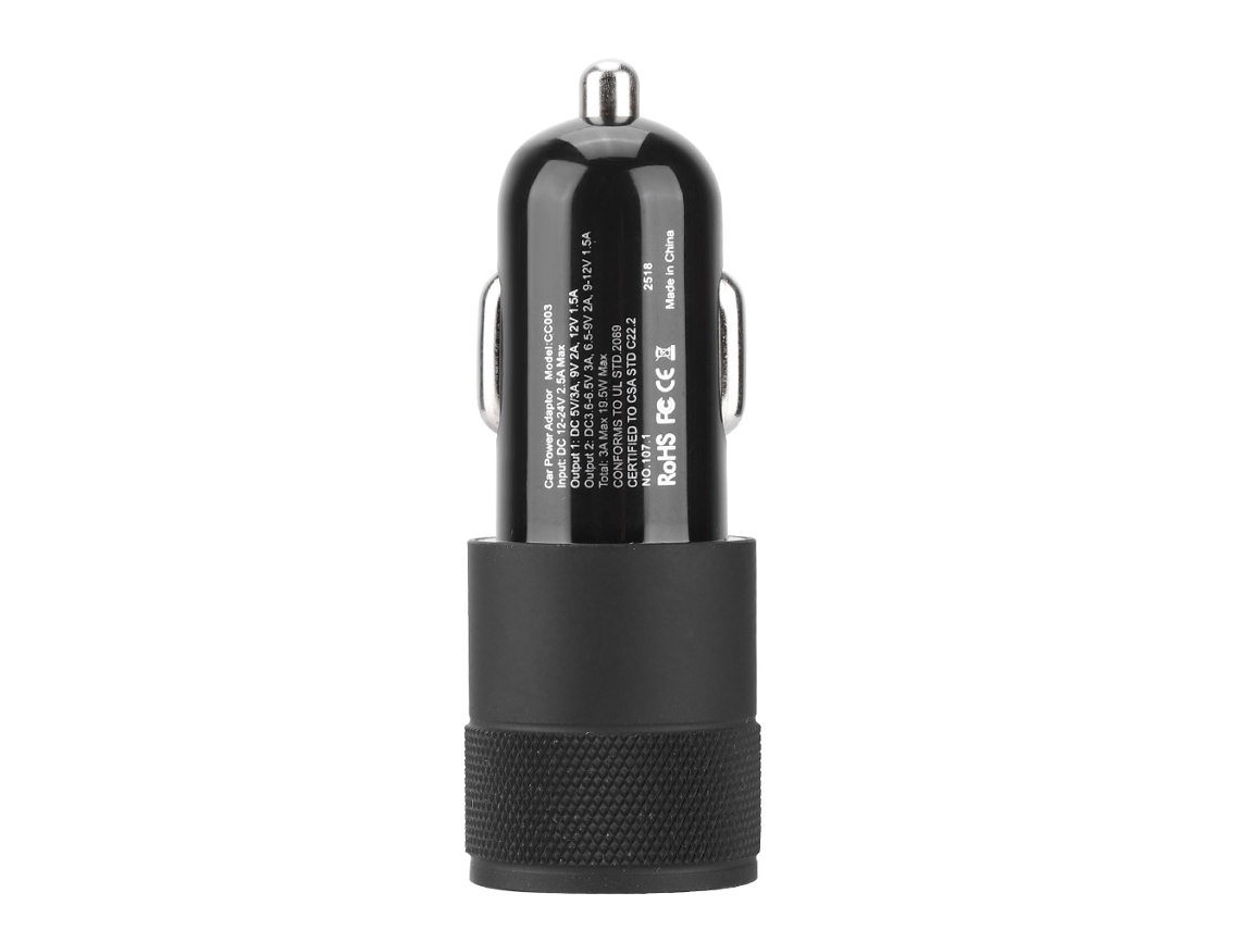 Cargador De Coche Quick Charge Qc3.0 2.4a Puertos Usb Duales De Metal De Carga Rápida
