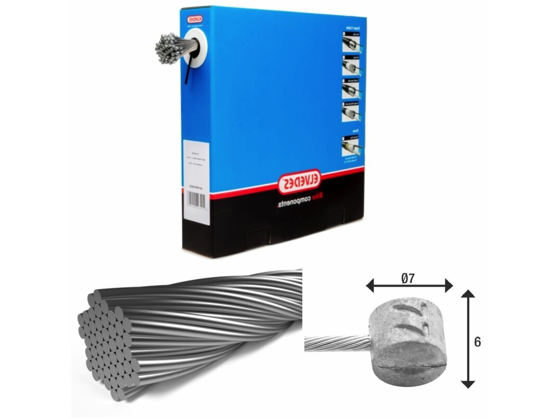 Juego de 100 cables de freno 7x7 hilos de acero inoxidable ø1,5mm t-head ø7x6 ELVEDES 2250 mm