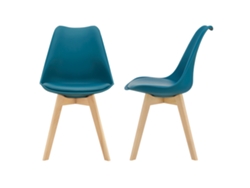Juego de 2 sillas de comedor Fläten [EN.CASA] estilo escandinavo 82x49x54cm cuero sintético - Turquesa