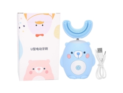Cepillo de dientes eléctrico automático para niños con forma de U y estampado de oso de dibujos animados GOKOCO (Azul Ymmr)