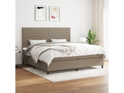 Cama Box Spring Con Colchón Tela Gris Taupe 200x200 Cm