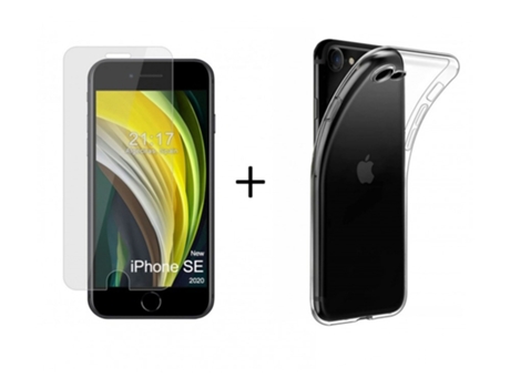 Carcasa + Protector de Pantalla iPhone SE 2020 TUMUNDOSMARTPHONE Pack Transparente