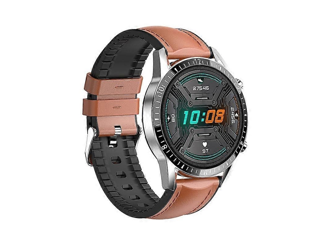 Reloj i9 de 1.3 pulgadas con monitorización de frecuencia cardíaca, presión arterial y oxígeno en sangre, color cuero marrón Ly Ebike