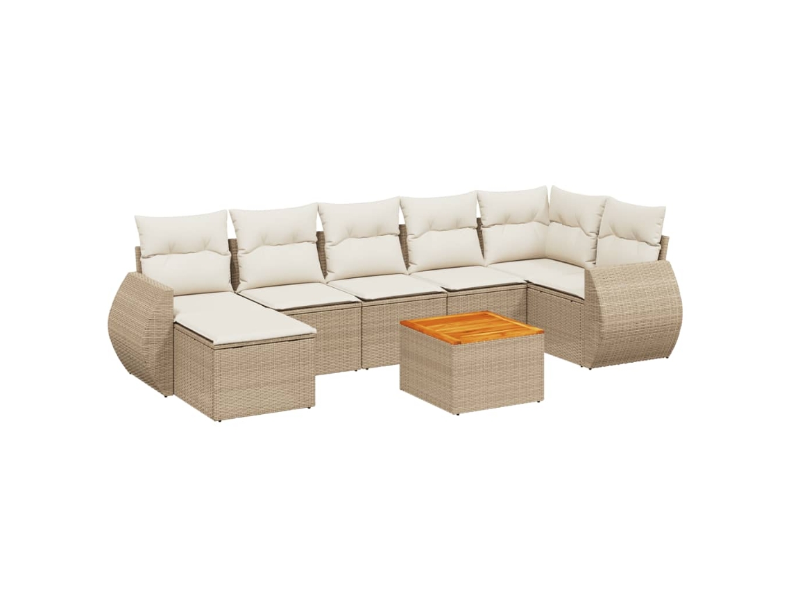 Maison Exclusive - Juego De Sofás De Jardín Con Cojines Beige 8 Pzas Ratán Pe