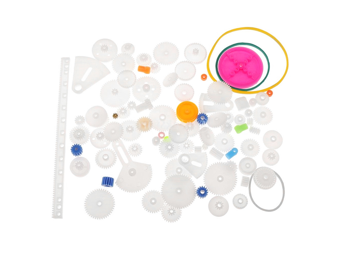 Set 85 Piezas Engranajes Plásticos Poleas Ejes Manguitos Para Modelos Diy Robótica