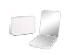 Espejo De Maquillaje Portátil Con Luz Led, Aumento 2x, Compacto, Plegable, Regalo De Viaje