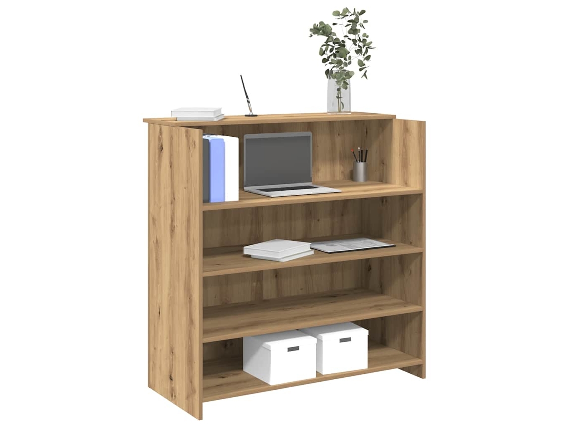 Mostrador de recepción de 100x50x103,5 cm, madera de roble artesanal.